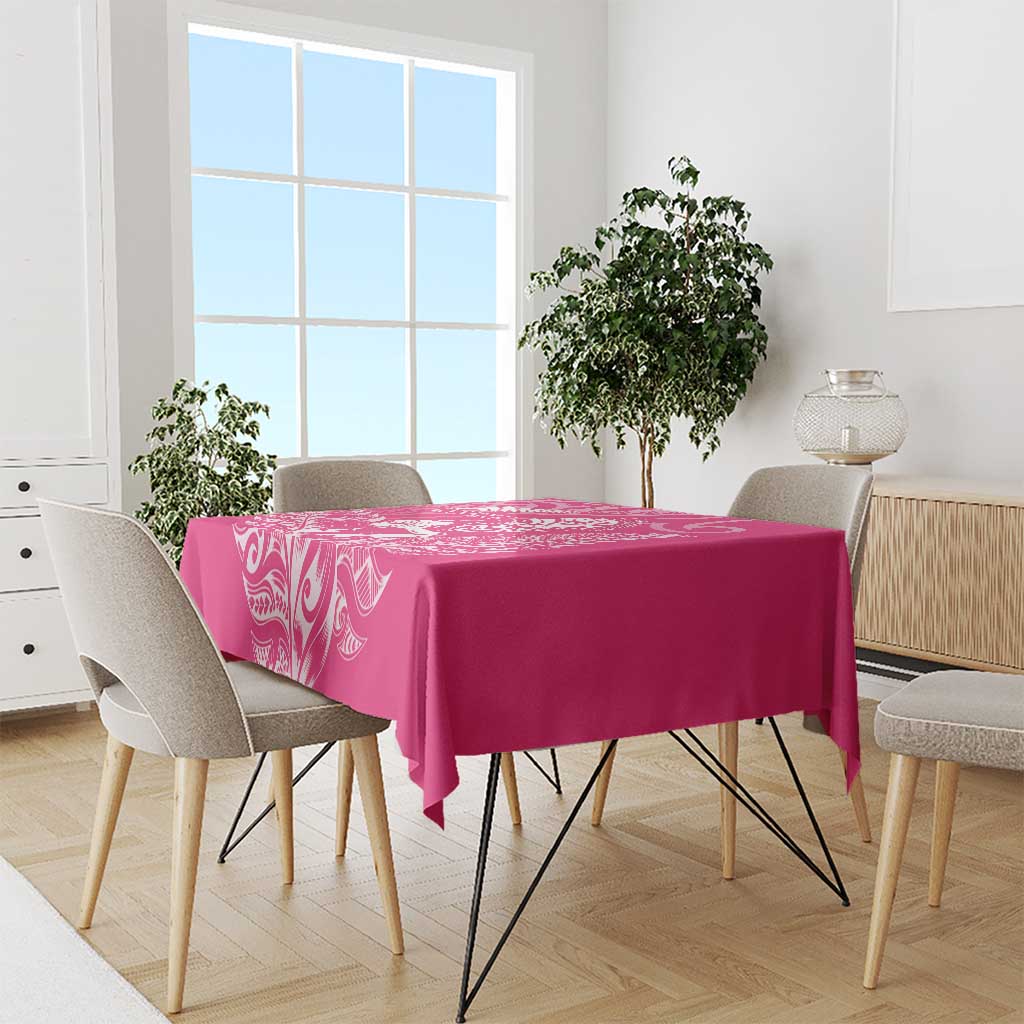 New Zealand Silver Fern Rugby Custom Tablecloth Maori Tiki Pink Version