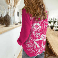 New Zealand Silver Fern Rugby Custom Women Casual Shirt Maori Tiki Pink Version LT15 - Polynesian Pride