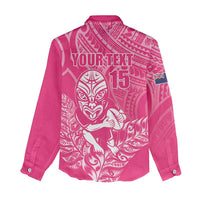 New Zealand Silver Fern Rugby Custom Women Casual Shirt Maori Tiki Pink Version LT15 - Polynesian Pride