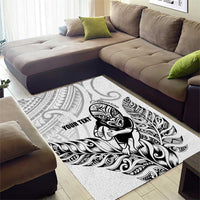 New Zealand Silver Fern Rugby Custom Area Rug Maori Tiki White Version LT15 - Polynesian Pride