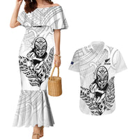 New Zealand Silver Fern Rugby Custom Couples Matching Mermaid Dress and Hawaiian Shirt Maori Tiki White Version LT15 White - Polynesian Pride