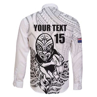 New Zealand Silver Fern Rugby Custom Family Matching Long Sleeve Bodycon Dress and Hawaiian Shirt Maori Tiki White Version LT15 - Polynesian Pride