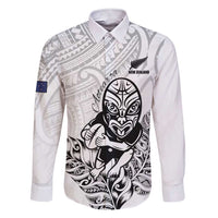 New Zealand Silver Fern Rugby Custom Family Matching Short Sleeve Bodycon Dress and Hawaiian Shirt Maori Tiki White Version LT15 Dad's Shirt - Long Sleeve White - Polynesian Pride