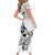 New Zealand Silver Fern Rugby Custom Family Matching Short Sleeve Bodycon Dress and Hawaiian Shirt Maori Tiki White Version