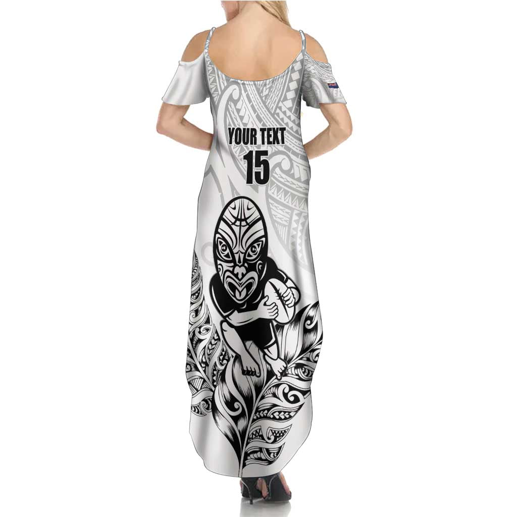 New Zealand Silver Fern Rugby Custom Family Matching Summer Maxi Dress and Hawaiian Shirt Maori Tiki White Version LT15 - Polynesian Pride