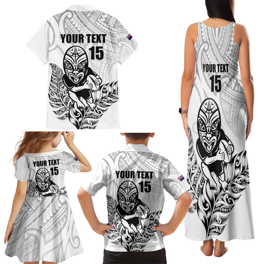 New Zealand Silver Fern Rugby Custom Family Matching Tank Maxi Dress and Hawaiian Shirt Maori Tiki White Version LT15 - Polynesian Pride