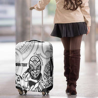 New Zealand Silver Fern Rugby Custom Luggage Cover Maori Tiki White Version