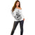 New Zealand Silver Fern Rugby Custom Off Shoulder Sweater Maori Tiki White Version