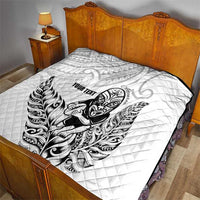 New Zealand Silver Fern Rugby Custom Quilt Maori Tiki White Version