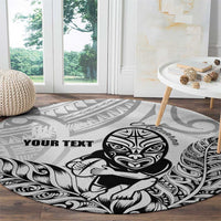 New Zealand Silver Fern Rugby Custom Round Carpet Maori Tiki White Version