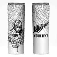 New Zealand Silver Fern Rugby Custom Skinny Tumbler Maori Tiki White Version LT15 White - Polynesian Pride