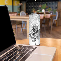 New Zealand Silver Fern Rugby Custom Skinny Tumbler Maori Tiki White Version LT15 - Polynesian Pride