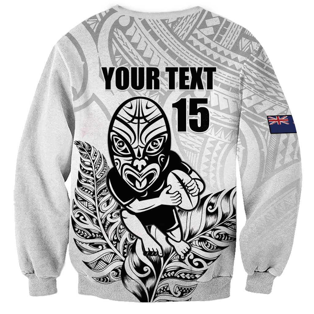 New Zealand Silver Fern Rugby Custom Sweatshirt Maori Tiki White Version LT15 - Polynesian Pride