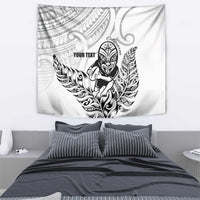 New Zealand Silver Fern Rugby Custom Tapestry Maori Tiki White Version LT15 - Polynesian Pride