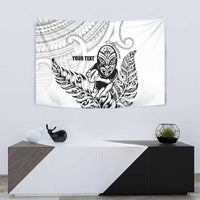 New Zealand Silver Fern Rugby Custom Tapestry Maori Tiki White Version LT15 - Polynesian Pride