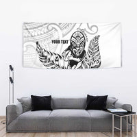 New Zealand Silver Fern Rugby Custom Tapestry Maori Tiki White Version LT15 - Polynesian Pride