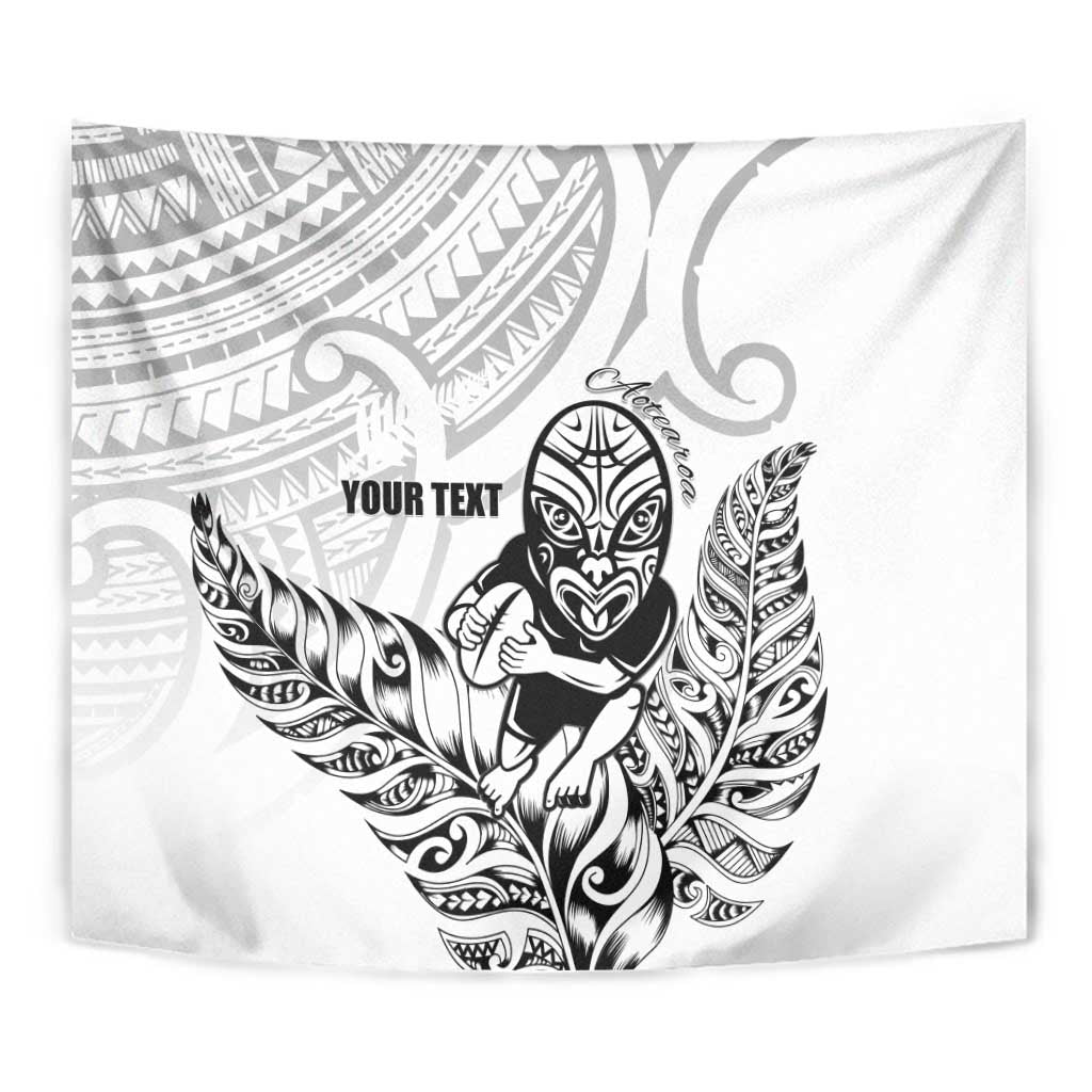 New Zealand Silver Fern Rugby Custom Tapestry Maori Tiki White Version LT15 - Polynesian Pride