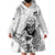 New Zealand Silver Fern Rugby Custom Wearable Blanket Hoodie Maori Tiki White Version