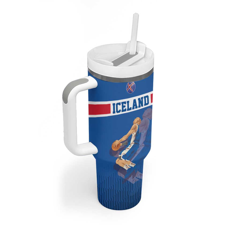 Iceland Basketball Custom Tumbler With Handle Blue Style