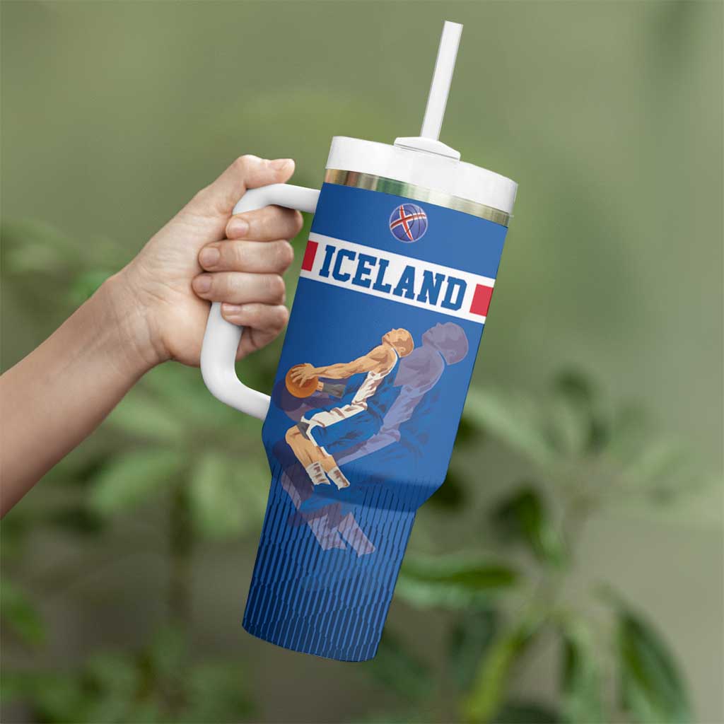 Iceland Basketball Custom Tumbler With Handle Blue Style
