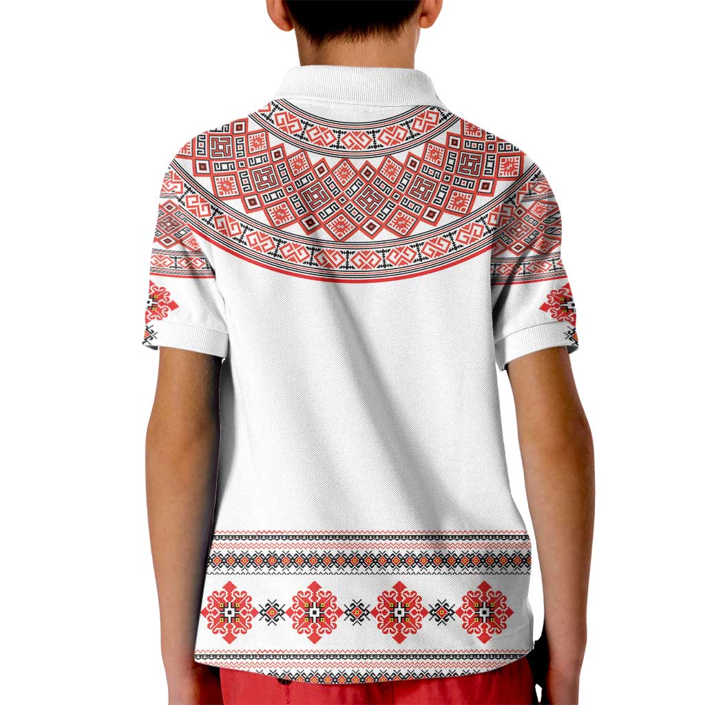 Bulgarian Embroidery Style Seamless Pattern Kid Polo Shirt