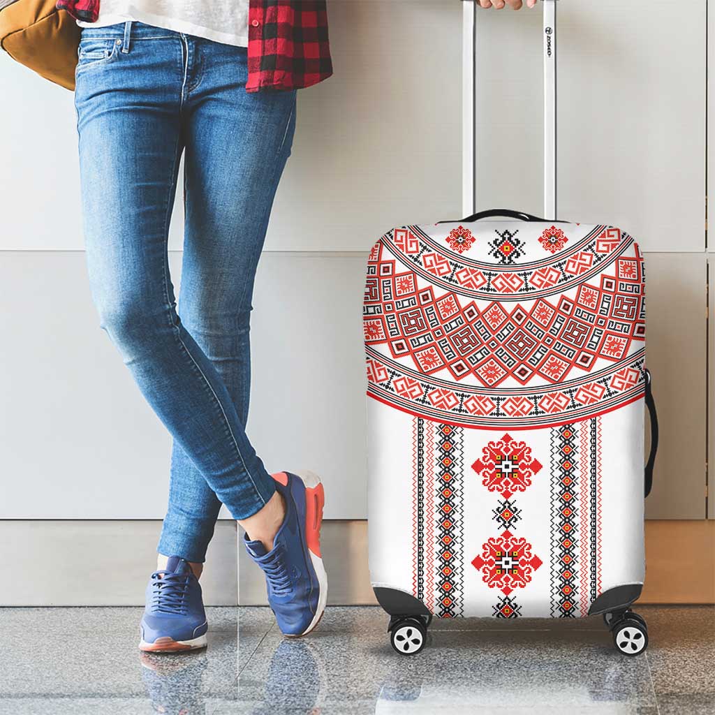 Bulgarian Embroidery Style Seamless Pattern Luggage Cover