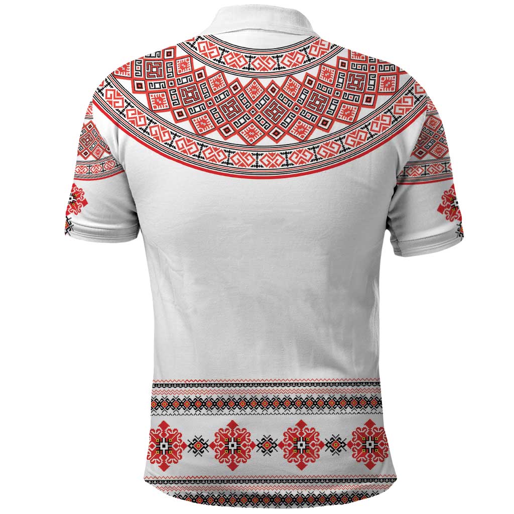 Bulgarian Embroidery Style Seamless Pattern Polo Shirt
