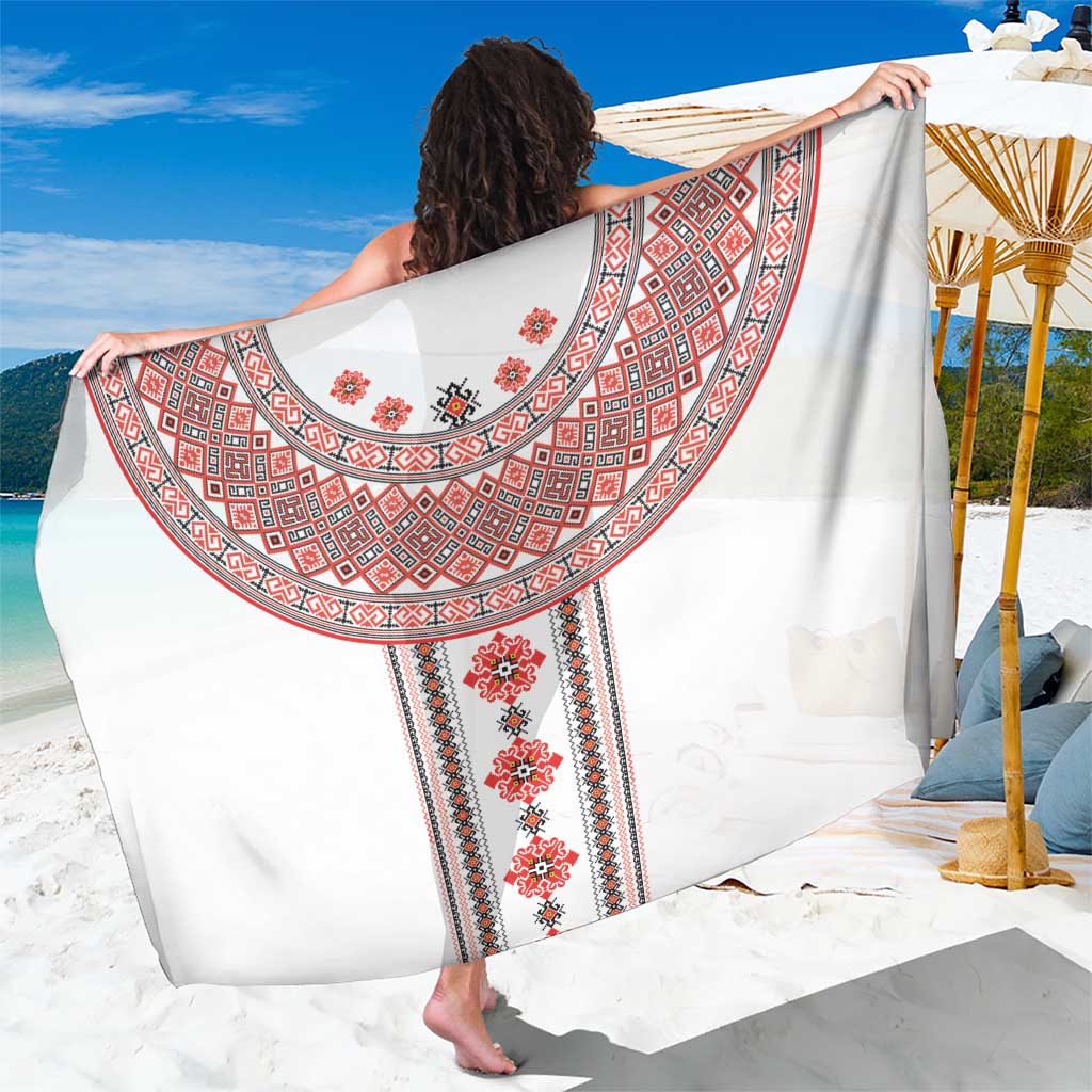 Bulgarian Embroidery Style Seamless Pattern Sarong