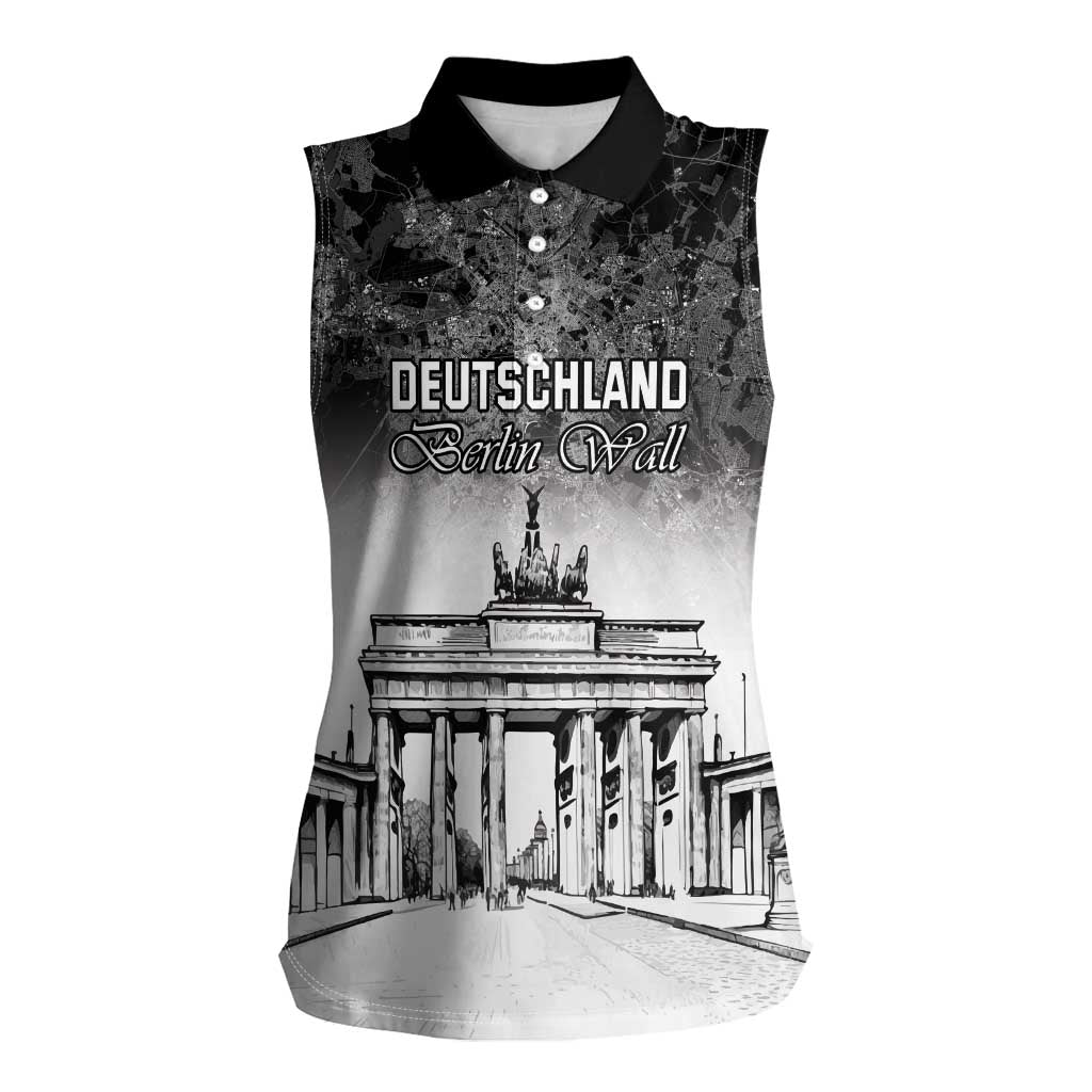 Personalized Germany Berlin Wall Women Sleeveless Polo Shirt Tag der Deutschen Einheit