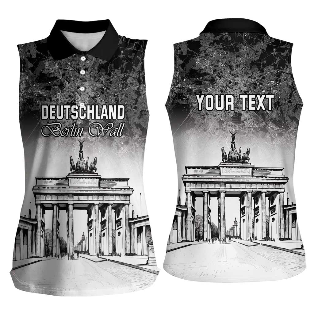 Personalized Germany Berlin Wall Women Sleeveless Polo Shirt Tag der Deutschen Einheit