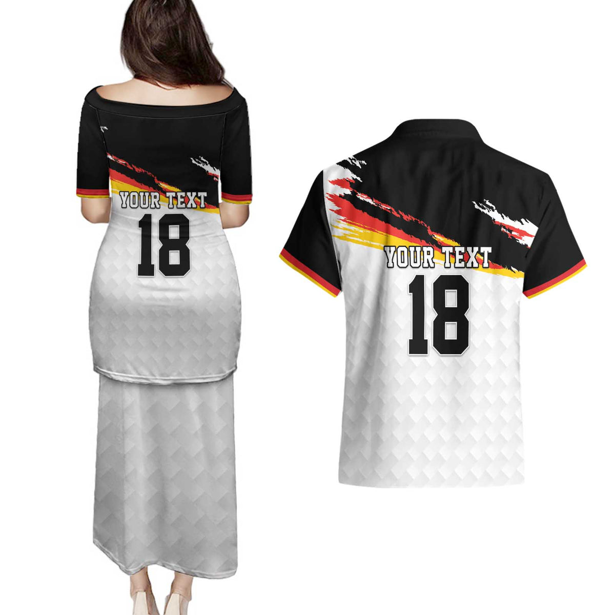 Custom Germany Football Couples Matching Puletasi and Hawaiian Shirt Come On DFB-Team