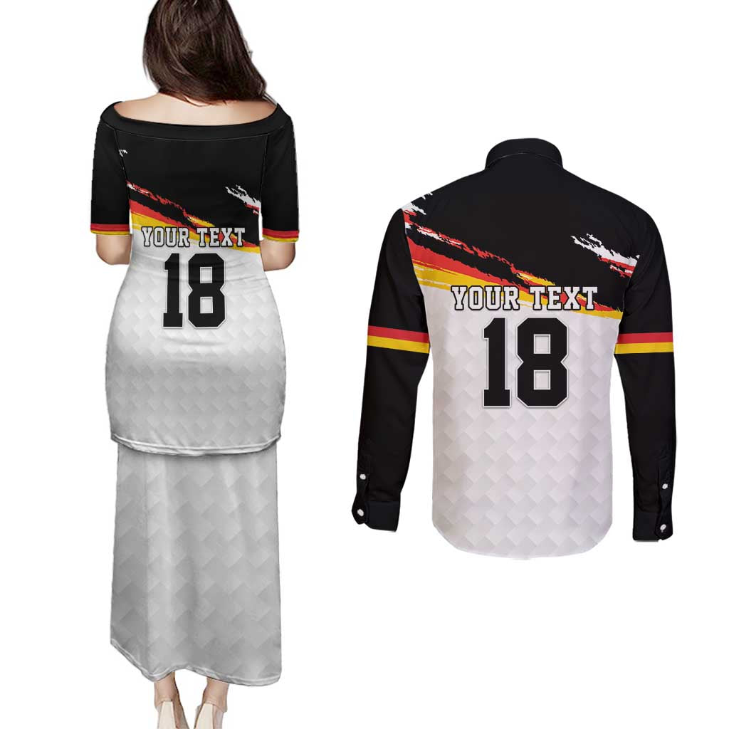 Custom Germany Football Couples Matching Puletasi and Long Sleeve Button Shirt Come On DFB-Team