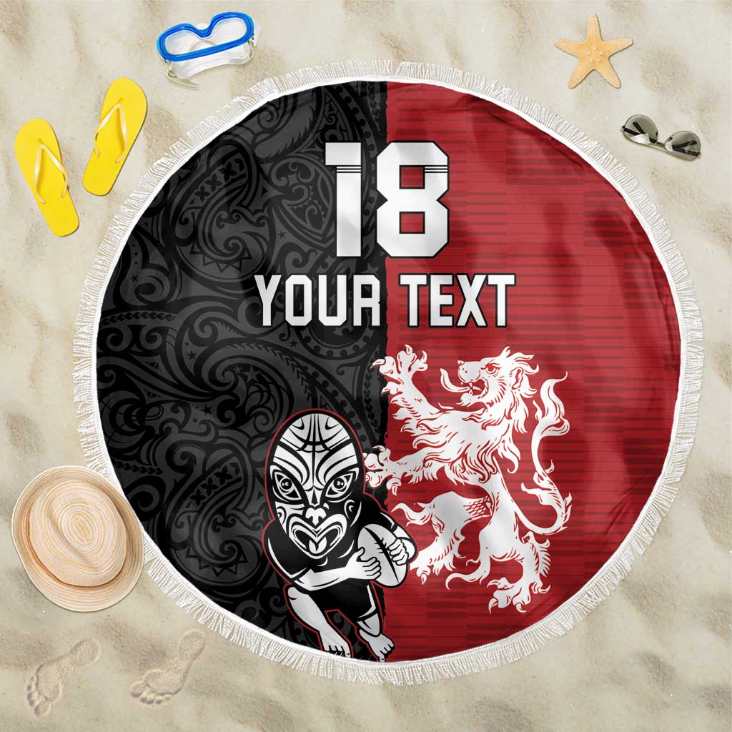 Custom British Lions New Zealand Beach Blanket Unique Style - Polynesian Pride