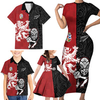 Custom British Lions New Zealand Family Matching Short Sleeve Bodycon Dress and Hawaiian Shirt Unique Style LT18 - Polynesian Pride