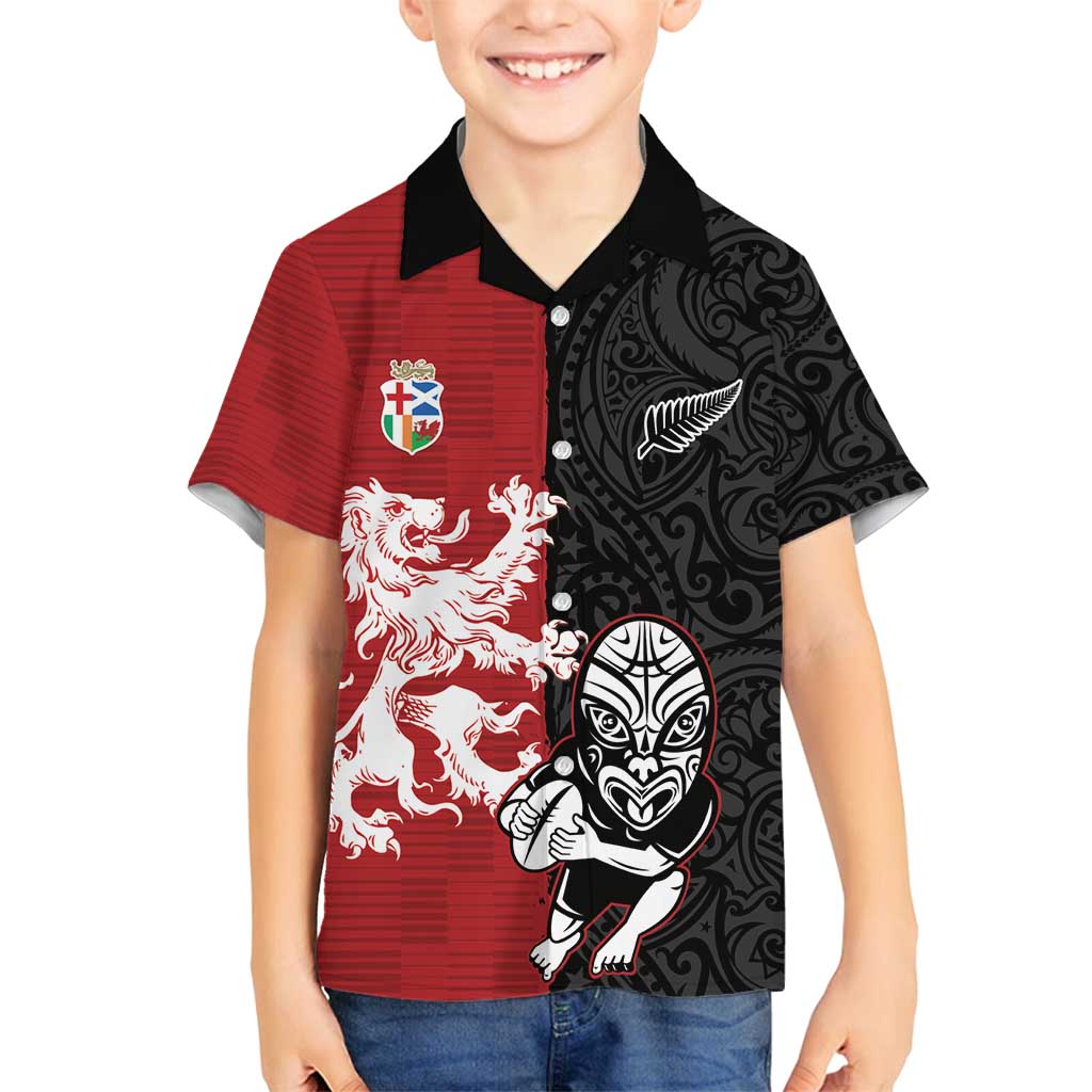 Custom British Lions New Zealand Family Matching Summer Maxi Dress and Hawaiian Shirt Unique Style LT18 Son's Shirt Red - Polynesian Pride