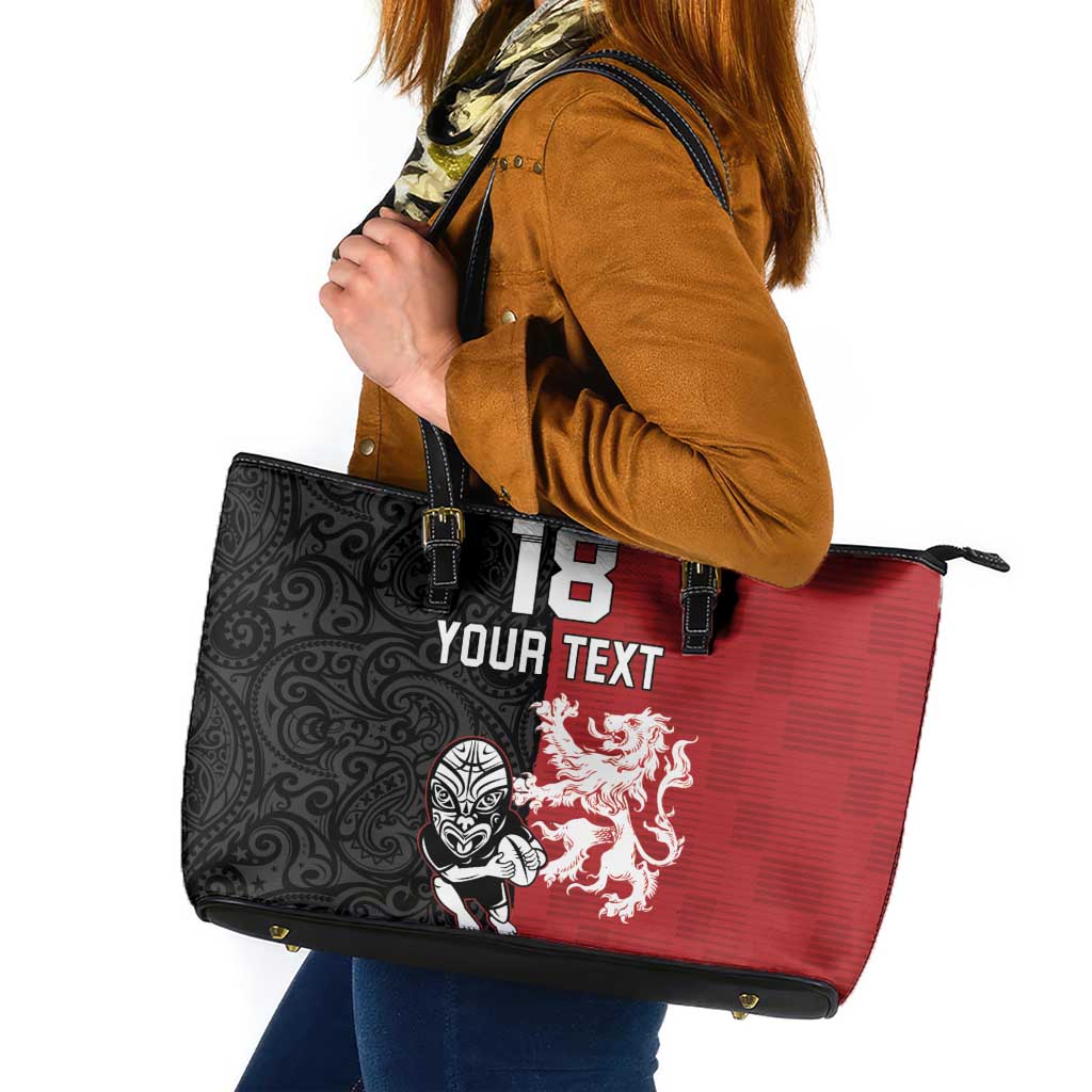 Custom British Lions New Zealand Leather Tote Bag Unique Style - Polynesian Pride