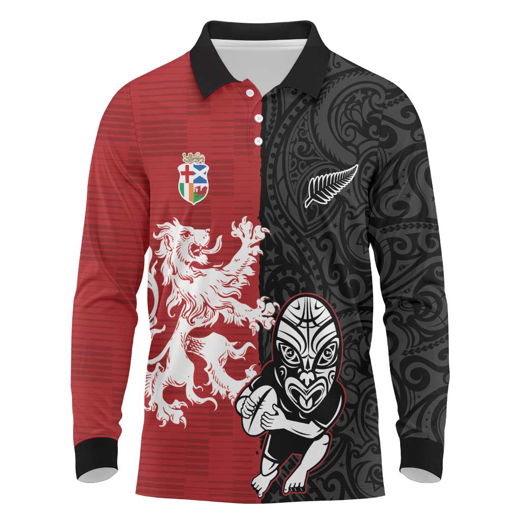 Custom British Lions New Zealand Long Sleeve Polo Shirt Unique Style - Polynesian Pride