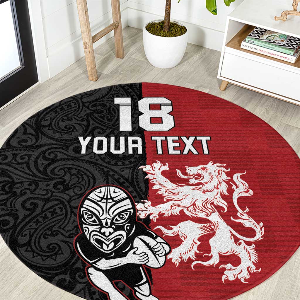 Custom British Lions New Zealand Round Carpet Unique Style - Polynesian Pride