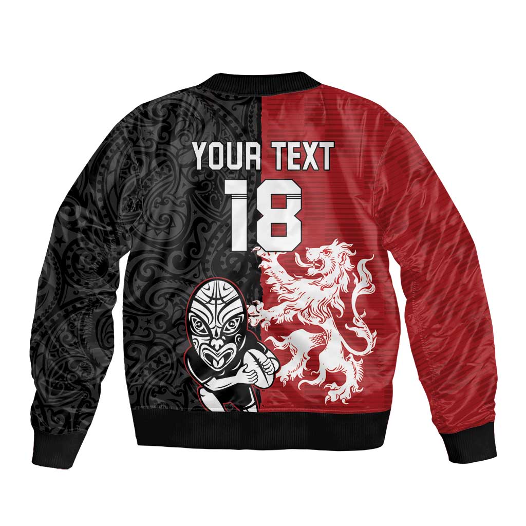 Custom British Lions New Zealand Sleeve Zip Bomber Jacket Unique Style - Polynesian Pride