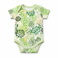 Green Aloha Hawaiian Baby Onesie Monstera Hibiscus Tropical Pattern LT19 Green - Polynesian Pride