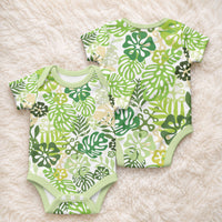 Green Aloha Hawaiian Baby Onesie Monstera Hibiscus Tropical Pattern LT19 - Polynesian Pride