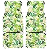Green Aloha Hawaiian Car Mats Monstera Hibiscus Tropical Pattern