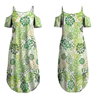 Green Aloha Hawaiian Couples Matching Summer Maxi Dress and Hawaiian Shirt Monstera Hibiscus Tropical Pattern