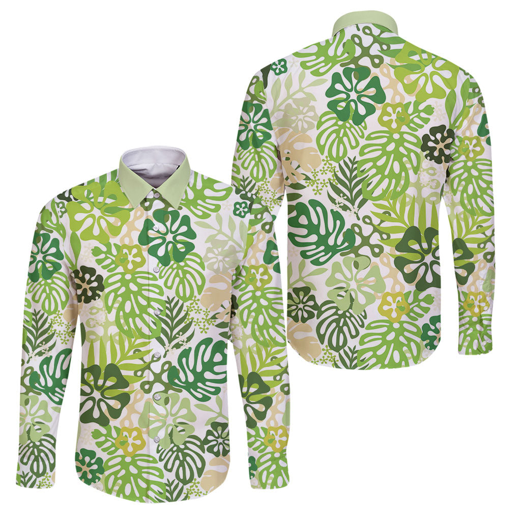 Green Aloha Hawaiian Family Matching Short Sleeve Bodycon Dress and Hawaiian Shirt Monstera Hibiscus Tropical Pattern