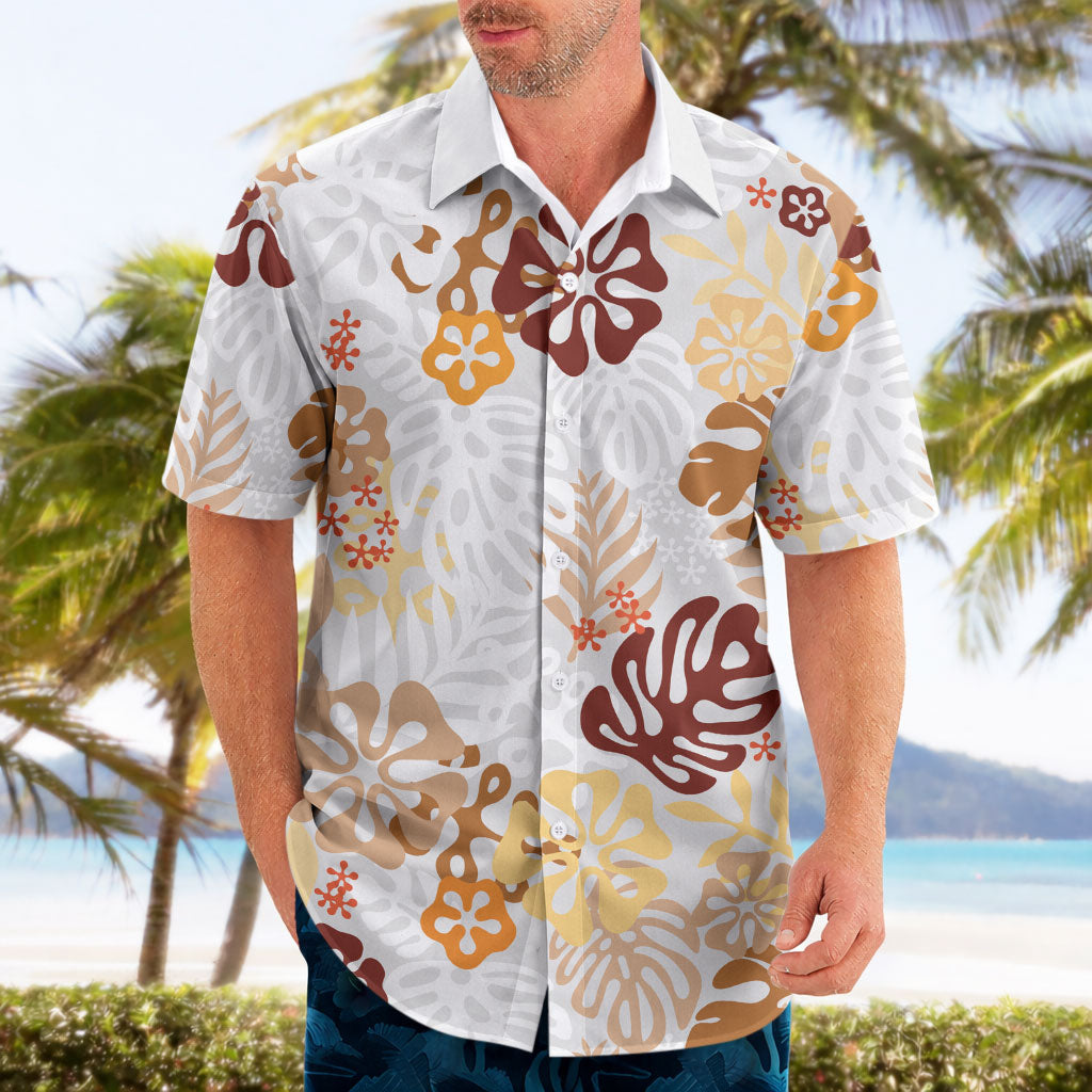 Brown Aloha Hawaiian Hawaiian Shirt Monstera Hibiscus Tropical Pattern