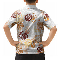 Brown Aloha Hawaiian Hawaiian Shirt Monstera Hibiscus Tropical Pattern