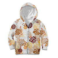 Brown Aloha Hawaiian Kid Hoodie Monstera Hibiscus Tropical Pattern
