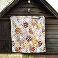 Brown Aloha Hawaiian Quilt Monstera Hibiscus Tropical Pattern