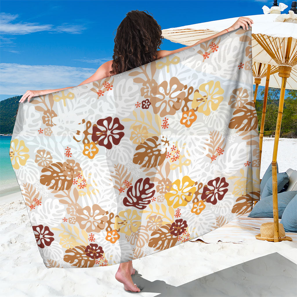 Brown Aloha Hawaiian Sarong Monstera Hibiscus Tropical Pattern LT19 One Size 44 x 66 inches Brown - Polynesian Pride