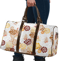Brown Aloha Hawaiian Travel Bag Monstera Hibiscus Tropical Pattern